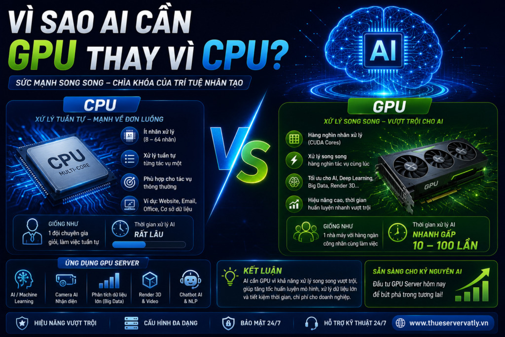 Vì sao AI cần GPU thay vì CPU?