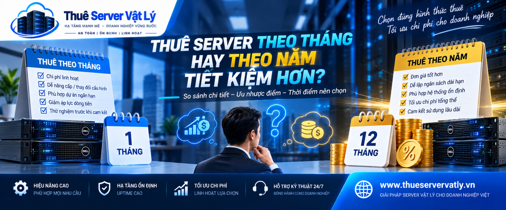 Thuê Server theo tháng hay theo năm tiết kiệm hơn?